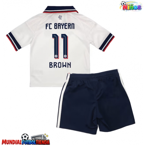 Camiseta Bayern Munich Nathaniel Brown #11 Segunda Equipación Replica 2026-27 para niños mangas cortas (+ Pantalones cortos)